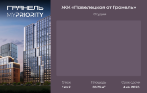 Студия 36 м2, 1-й этаж