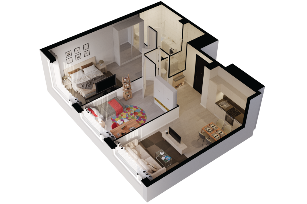 2-комнатные апартаменты 65 м2, 5-й этаж